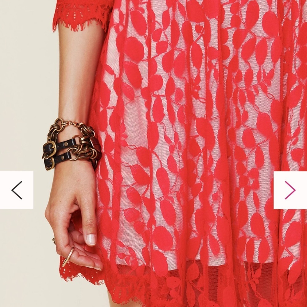 Free People Mesh Lace Fit and Flare Dress Size 12 - Picture 8 of 11